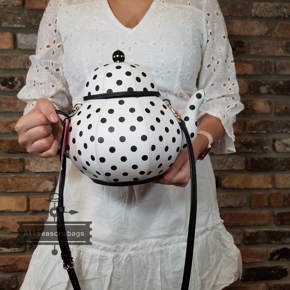 Kate Spade NY New York AUTHENTIC Tea Pot From Alice In Wonderland Polka Dot